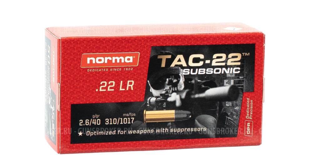 22 LR Norma 2,6g/40gr TAC-22 Subsonic