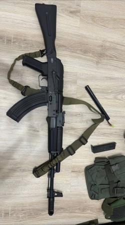 ак-74м (С040С), разгрузка, маска, очки, сумка