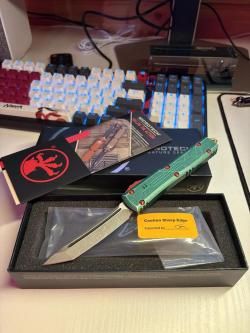 Автоматический нож Microtech Ultratech Bounty Hunter T/E 123-10BH сталь M390, рукоять алюм