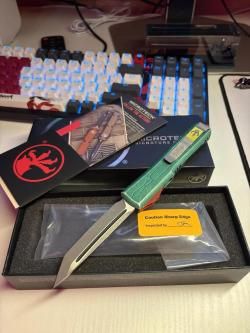 Автоматический нож Microtech Ultratech Bounty Hunter T/E 123-10BH сталь M390, рукоять алюм