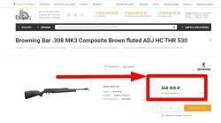 Browning, BAR 308 Win MK3 Composite Brown Fluted ADJ GC THR 530