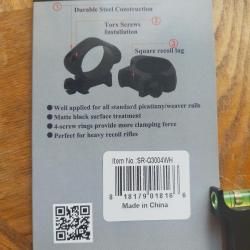 Кольца CСОР USA 30 мм/стальные SR-Q3004WH высокие