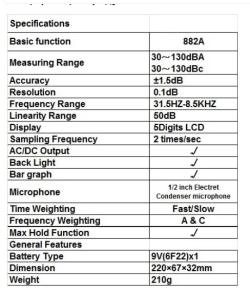 Цифровой измеритель уровня звука HoldPeak HP-882A,