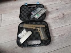 Colt M1911 FDE M45A1 KJW с тюнингом на мощность