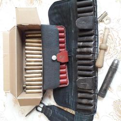 гильзы 28 калибр,патронташ на 11 и 20 патронов 28 калибра,пыжерубка 28 калибра,15 пуль 28 калибра.