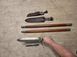 Кабанье копьё «Зауфедер-1», клинок дамасская сталь + Разделочный нож "Олень" ручной ковки