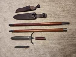 Кабанье копьё «Зауфедер-1», клинок дамасская сталь + Разделочный нож "Олень" ручной ковки