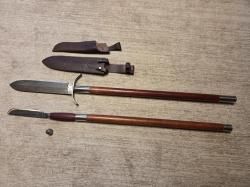 Кабанье копьё «Зауфедер-1», клинок дамасская сталь + Разделочный нож "Олень" ручной ковки