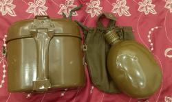 Фляжка военная СССР с чехлом и Армейский походный котелок