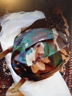 Каска военная стальная с чехлом и капюшоном