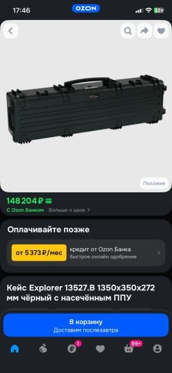 Кейс Explorer 13527.B 1350х350х272 мм чёрный с насечённым ППУ