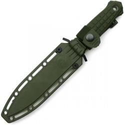 Кинжал охотничий "Калибр" 014366 AUS-8 Стоунвош черный, Эластрон (Хаки)