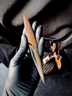 Коллекционный шейный нож ламинат из Zdp-189 и Мокуме гане