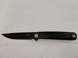 Нож Real Steel G-Frame Black сталь N690, рукоять Black&Gold Titanium