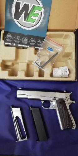 Пистолет Colt 1911 хром. под СО 2 и грин.газ.