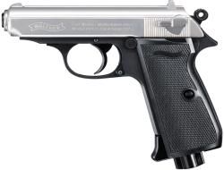 Пистолет пневм. Walther PPK/S (никель с чёрн. рукояткой)