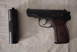 Пневматический пистолет Baikal МР-654К с глушителем