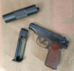 Пневматический пистолет МР-654К-22 с фальшглушителем