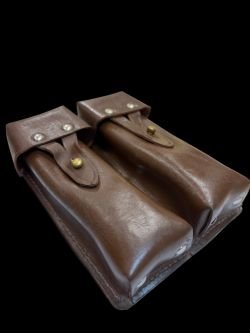 Подсумок для АПС (пистолет Стечкина) на 4 магазина, коричневая кожа (оригинал СССР)