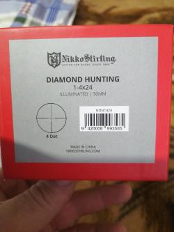 Прицел Nikko Stirling Diamond 1-4*24 сетка No 4 dot (подсветка точка)труба на  30мм