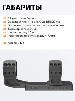 Продам кронштейн Vector Optics X-ACCU 34 мм 20 MOA