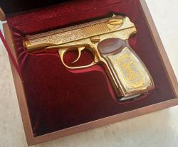 Золотой подарочный пневматический пистолет Байкал МР-654К 