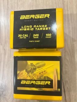 Пули .308 Berger LR Hybrid Target 245 gr