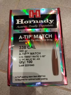 Пули 338 Hornady A-tip Match 300 gr