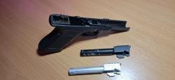 Страйкбольный WE Glock17 gen4 + рама в сборе без затвора и 2 внешних стволика