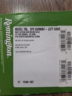 .Remington SPS Varmint 700, 223rem.  LH.Для левши.