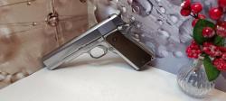 Страйкбольный пистолет WE Colt M1911A1 Silver, коричневые накладки