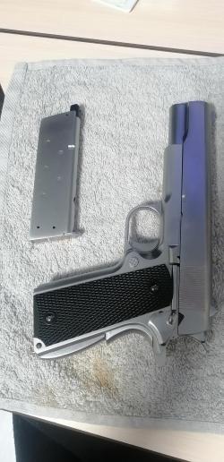 Страйкбольный пистолет WE Colt M1911A1 Silver, (WE-E006A)