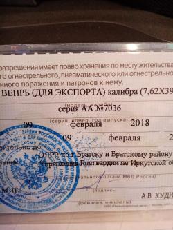 ВЕПРЬ ( ДЛЯ ЭКСПОРТА ) калибра ( 7,62*39 )