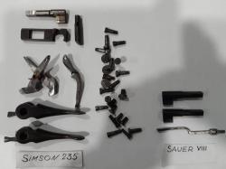 ЗИП ружья:Simson-235; Robust (Sant Etiene);Sauer-8; шептало Parker Bros. Тяга Mossberg-500