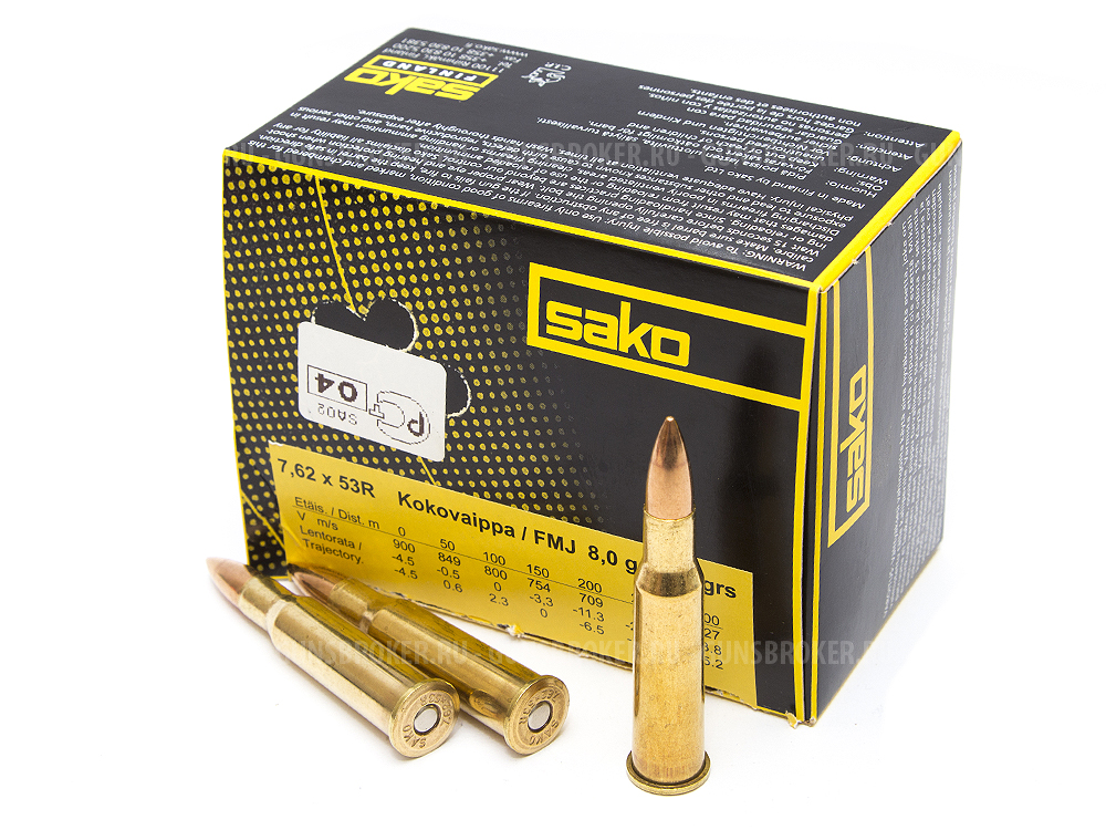 7,62х53R(7.62x54) SAKO 8g/123gr. FMJ Range