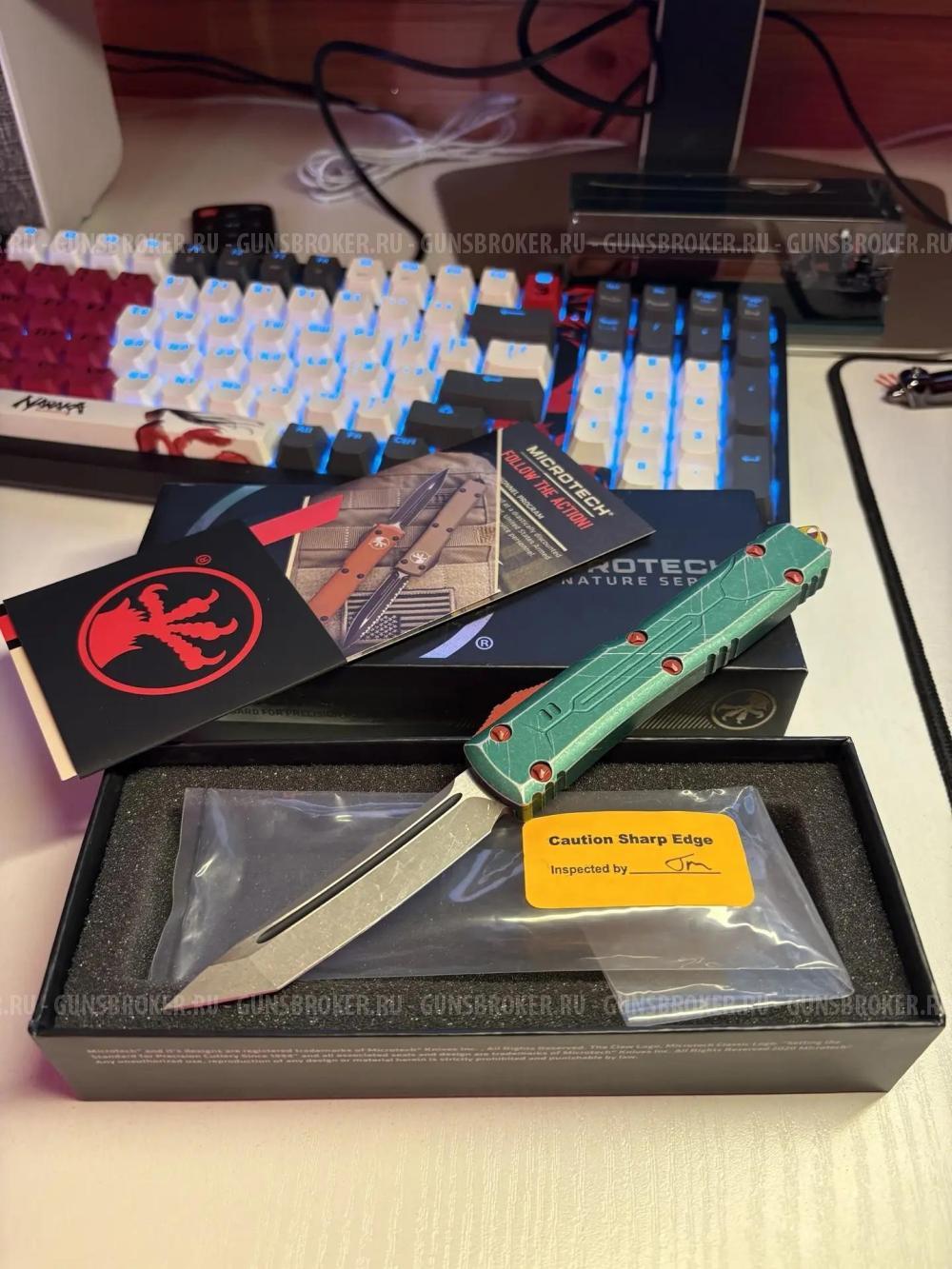 Автоматический нож Microtech Ultratech Bounty Hunter T/E 123-10BH сталь M390, рукоять алюм