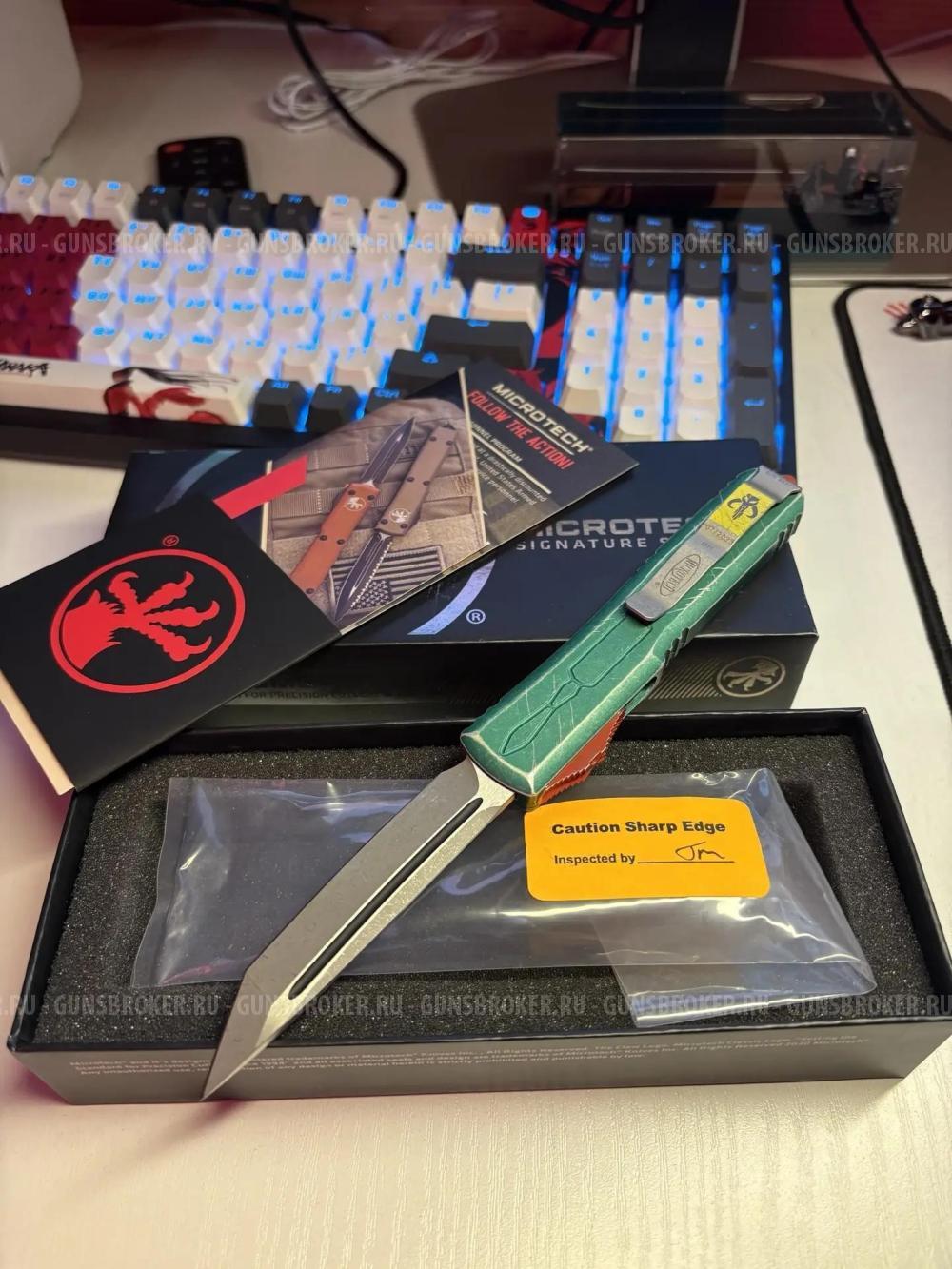 Автоматический нож Microtech Ultratech Bounty Hunter T/E 123-10BH сталь M390, рукоять алюм
