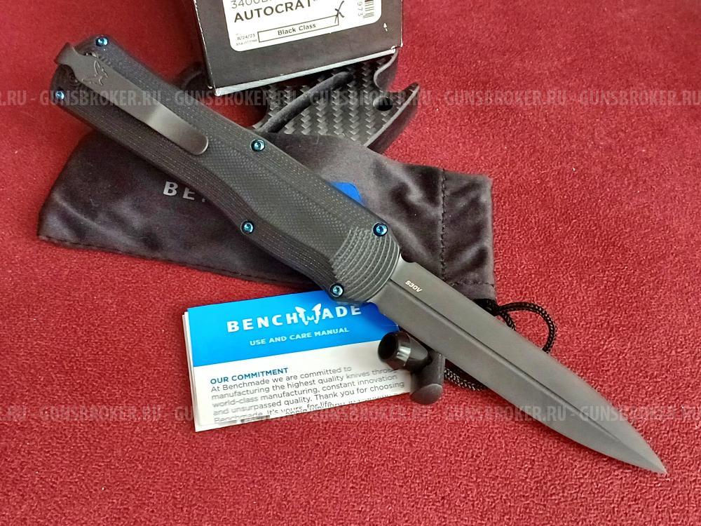 Benchmade 3400BK Autocrat D/A OTF Automatic Knife Black G-10 (3.71" Black)