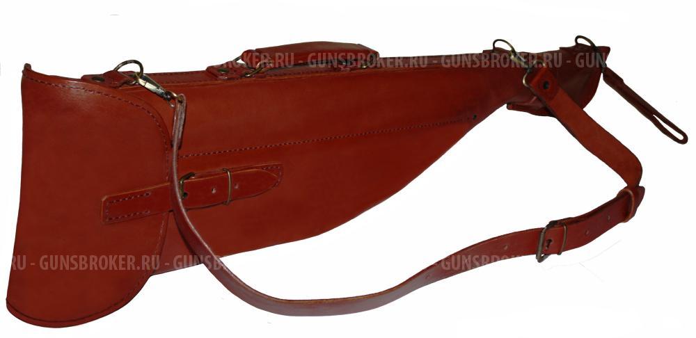 Чехол для охотничьего ружья цвет коричневый (Коньяк) из натуральной кожи 