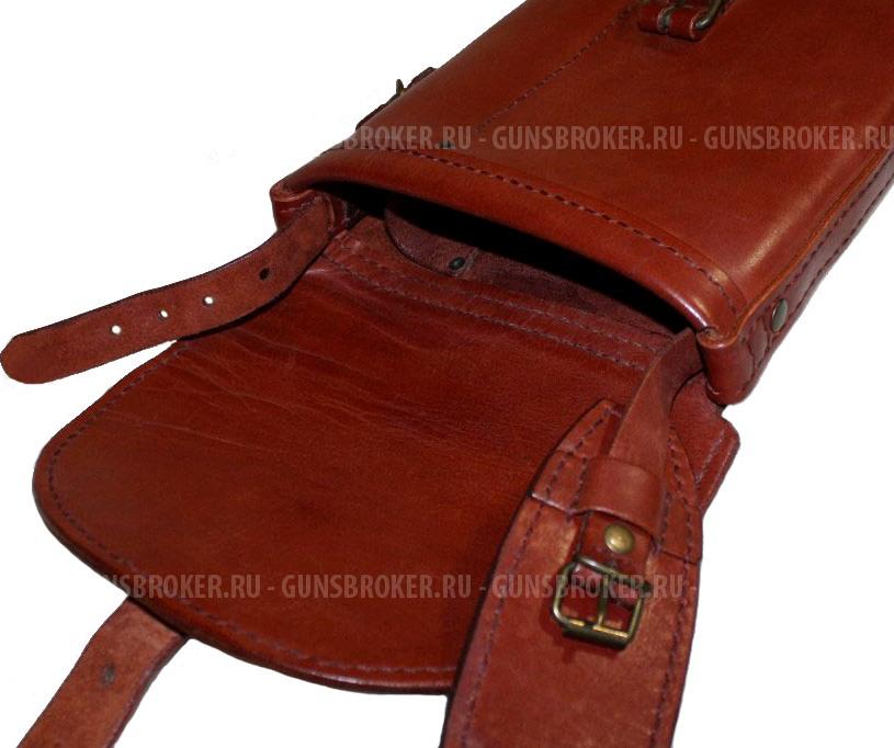 Чехол для охотничьего ружья цвет коричневый (Коньяк) из натуральной кожи 