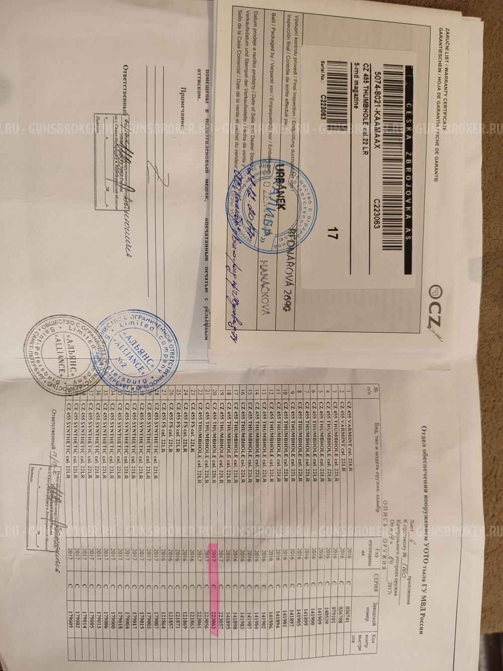 CZ 455 Thumbhole 22 lr