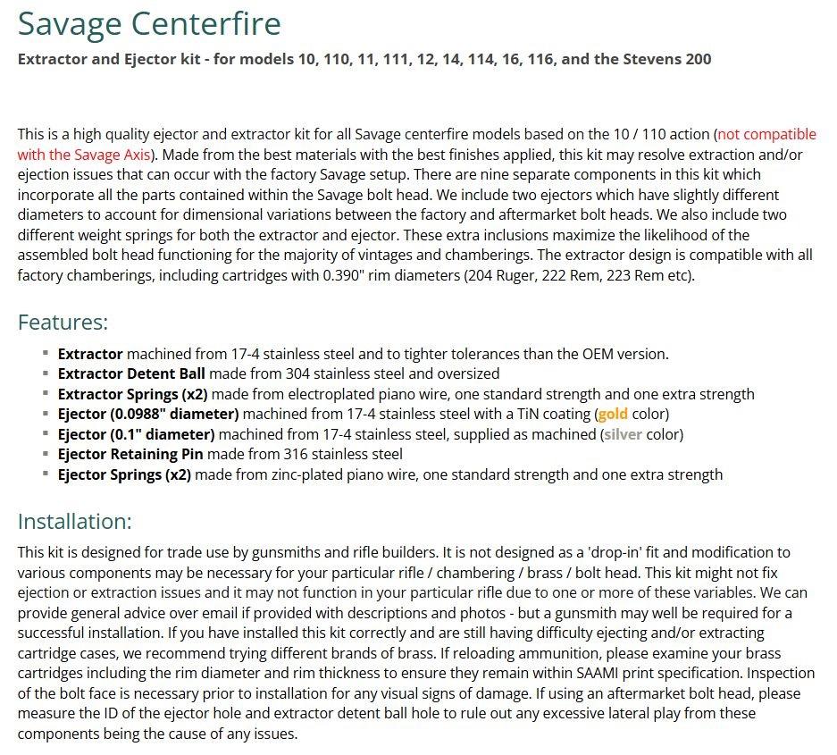 Экстрактор и ударник для Remington 700, 870, 1100, 11-87 + Bergara B14 + Tikka Sako Savage