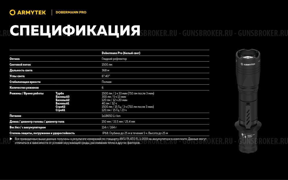Фонарь тактический подствольный ARMYTEK DOBERMANN PRO MAGNET USB
