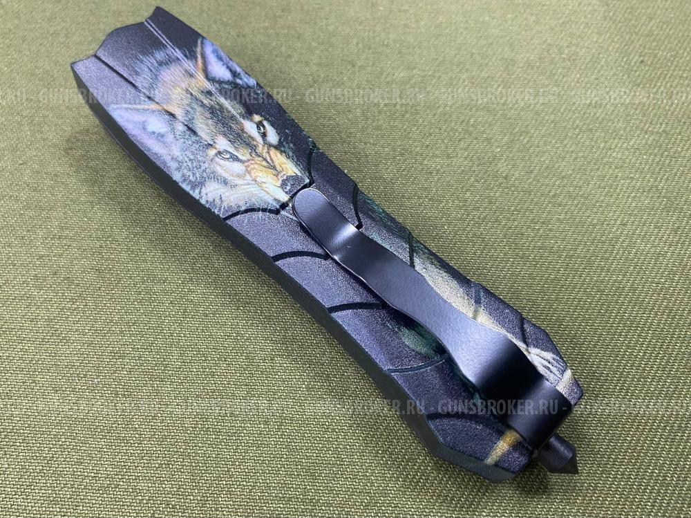 Фронтальный нож с волком 