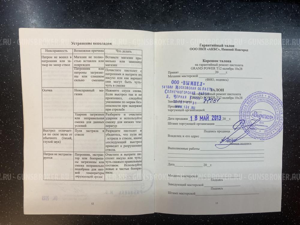 Grand Power T12 АКБС 2013г.