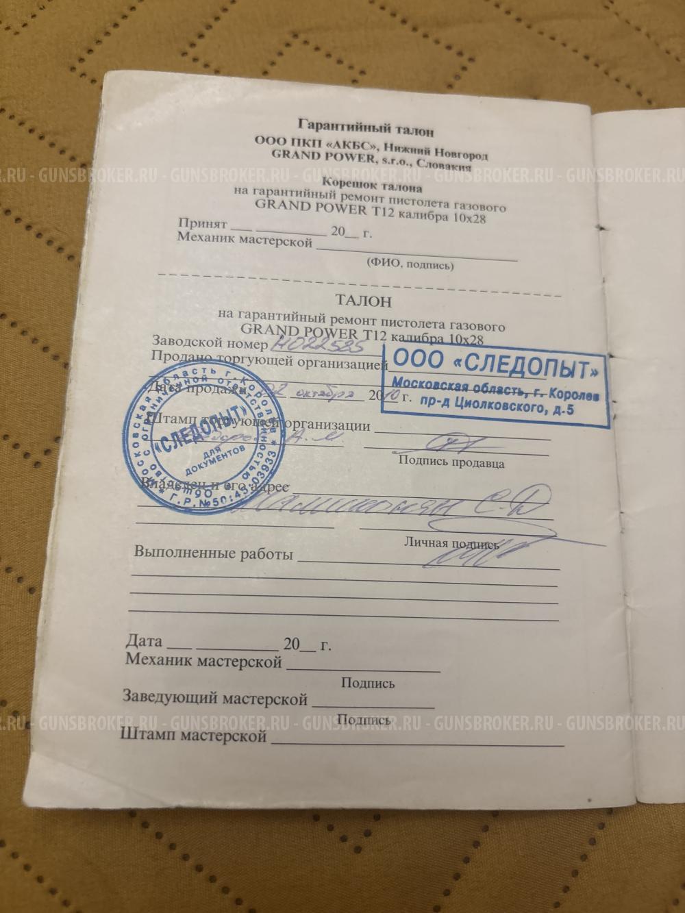 Grand Power T12 калибра10х28