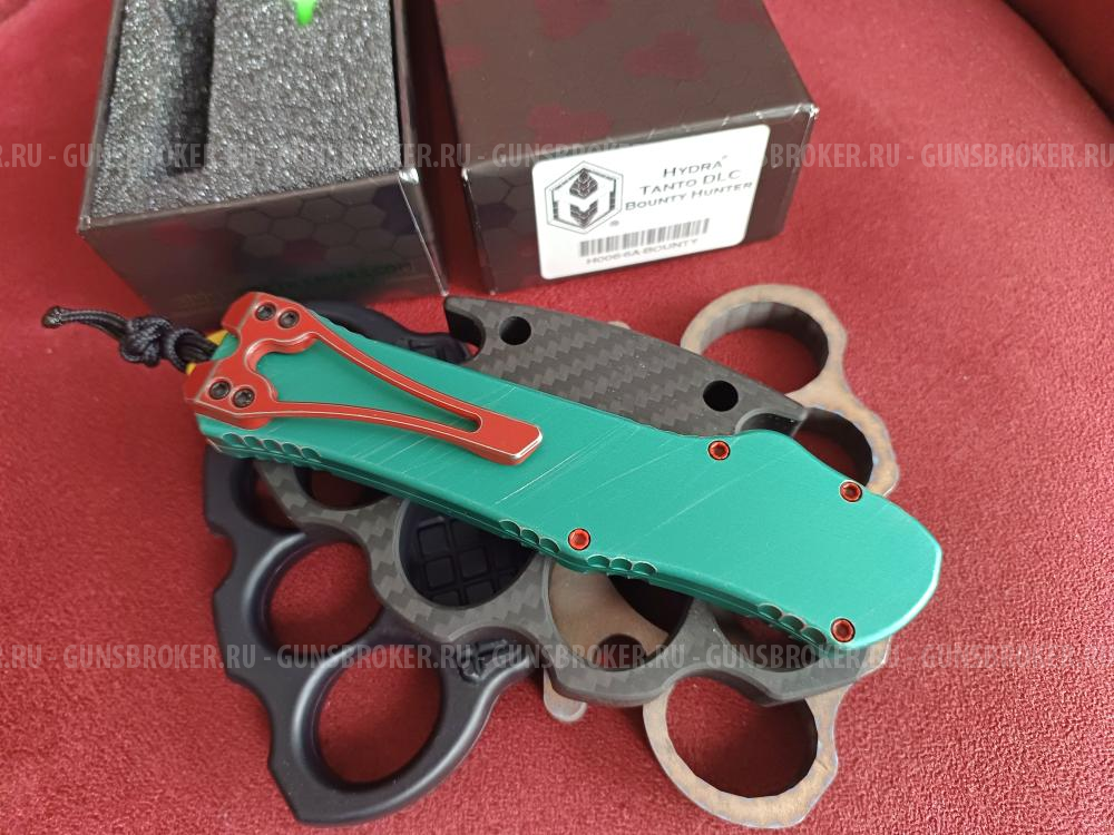 Heretic Knives Hydra Tanto OTF Automatic Knife Bounty Hunter Green Al (3.6" DLC)