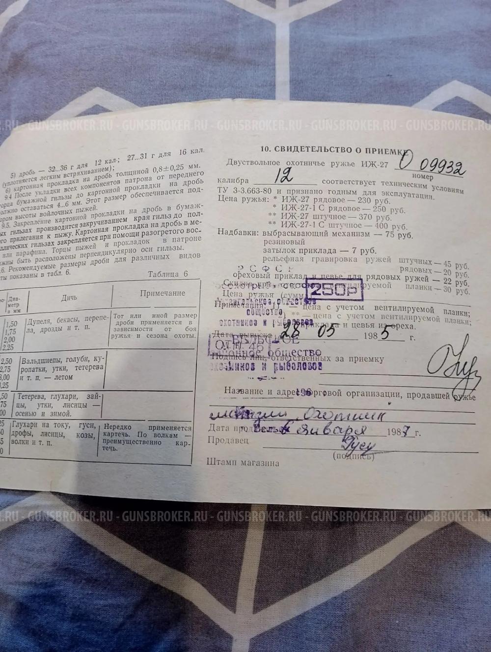 ИЖ 27, кал 12х70