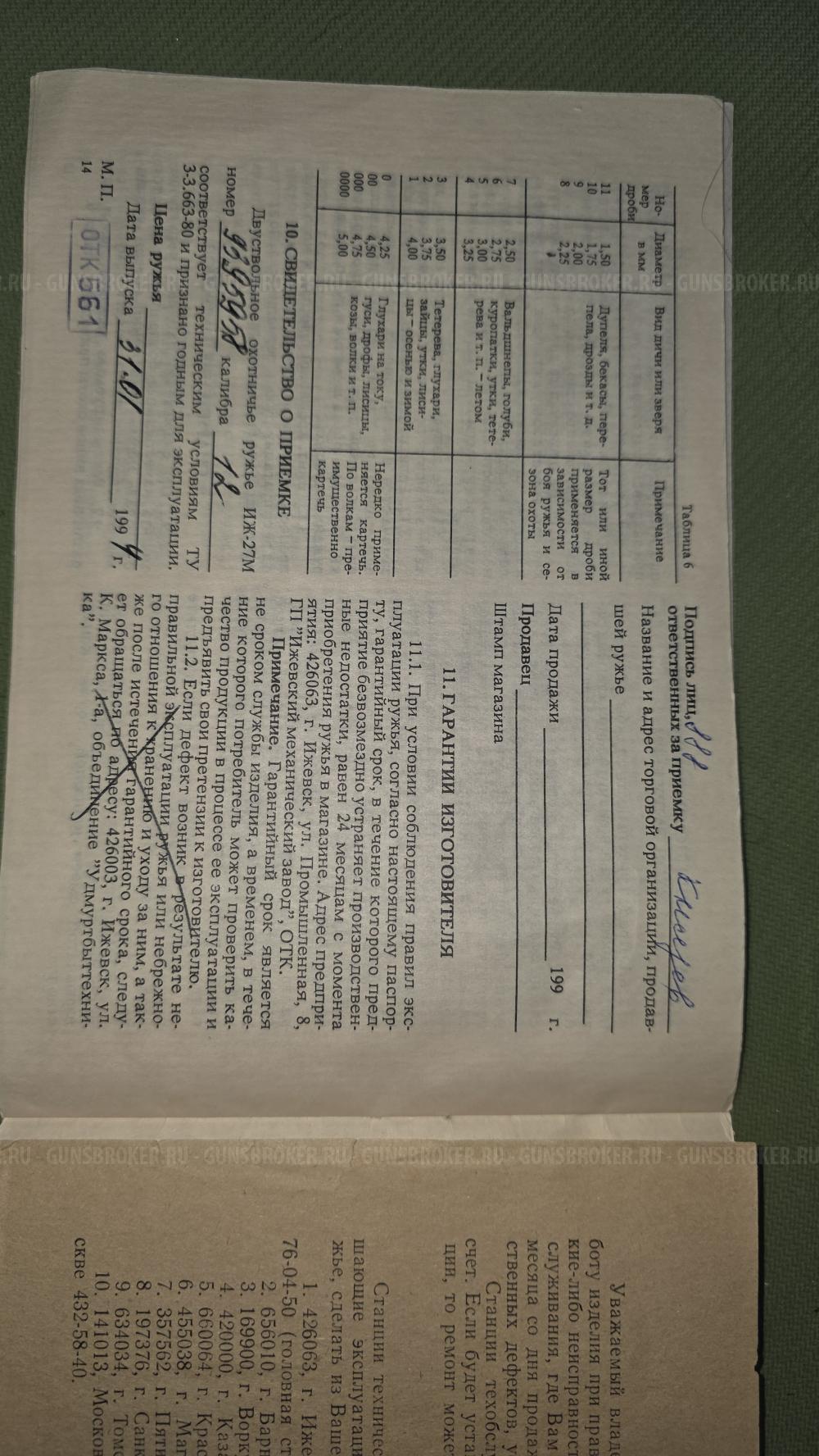 ИЖ-27м, штучное