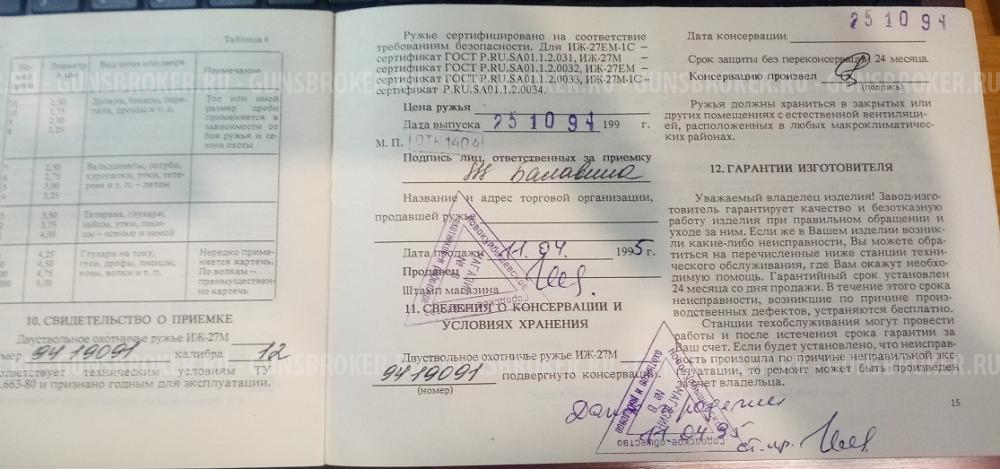 ИЖ-27М, стволы 560мм, 12к.